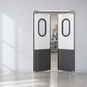 Жесткая маятниковая распашная дверь двустворчатая из сэндвич панелей 220*170