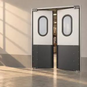 Жесткая маятниковая распашная дверь двустворчатая из сэндвич панелей 230*180